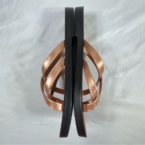 Women's Rose Gold Flat Heel Sandals - Picture 3 of 6